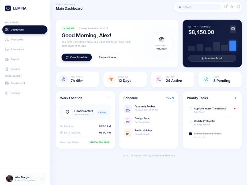 Preview for Lumina HR Dashboard UI Template