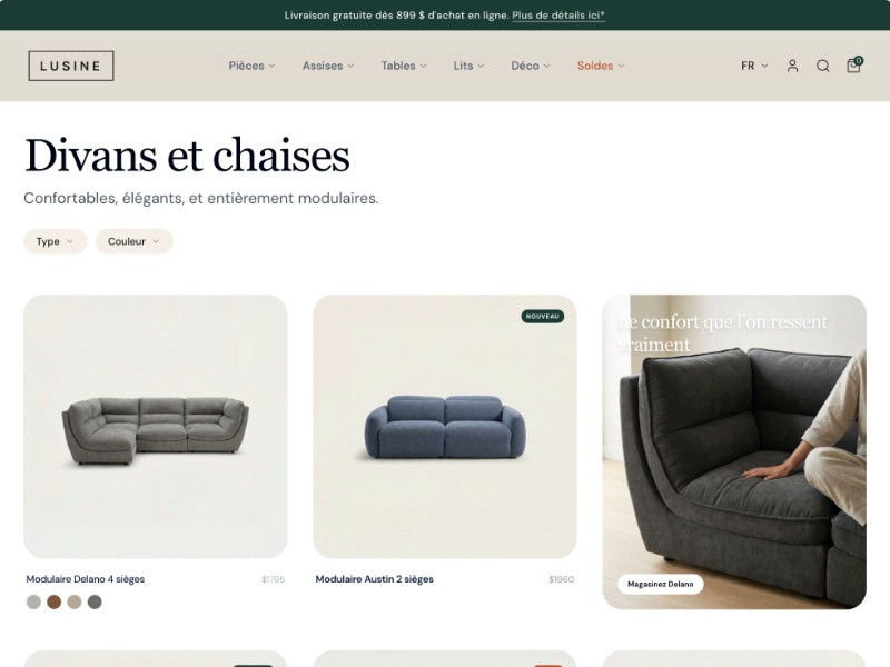 Preview for LUSINE Furniture E-commerce Template