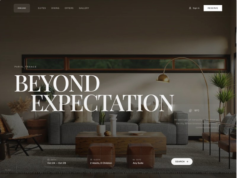Preview for Luxury Hotel & Resort Landing Page Template