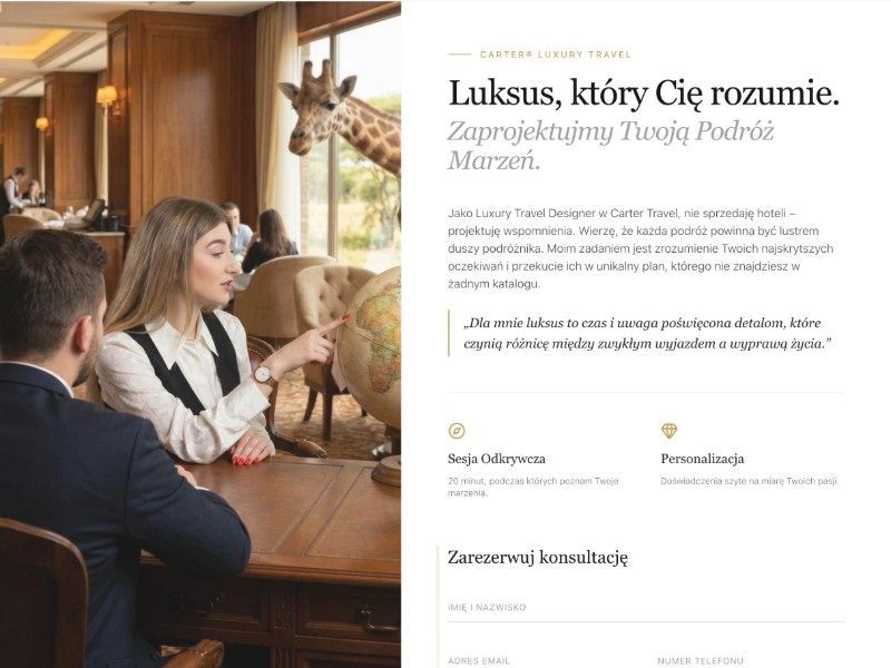 Preview for Luxury Travel Consultation Landing Page Template