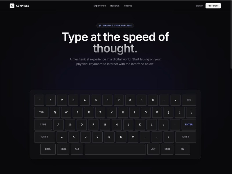 Preview for Mechanical Keyboard Product Landing Page Template