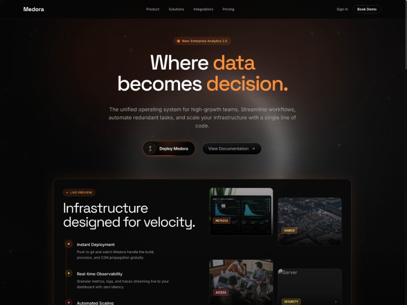 Preview for Medora Infrastructure SaaS Landing Page Template
