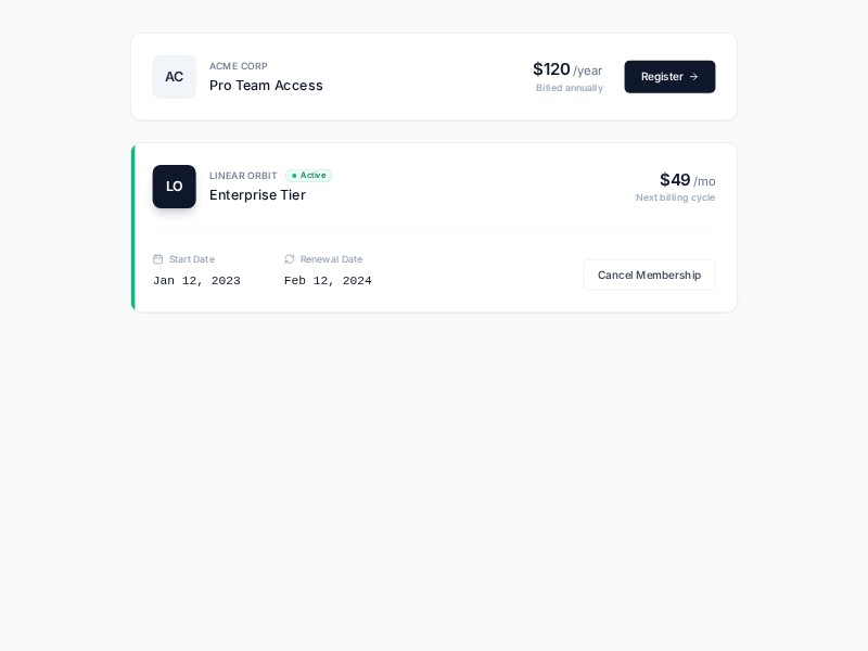 Preview for Membership Management Dashboard UI Template