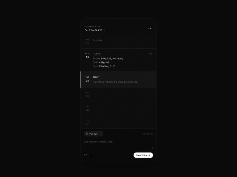 Preview for Minimal Gym Tracker App UI Template
