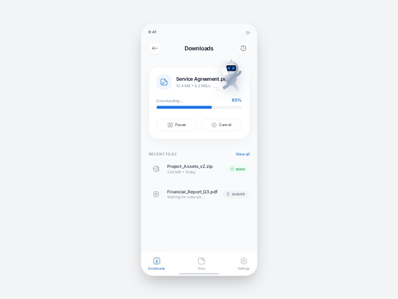 Preview for Mobile Downloads Screen UI Template
