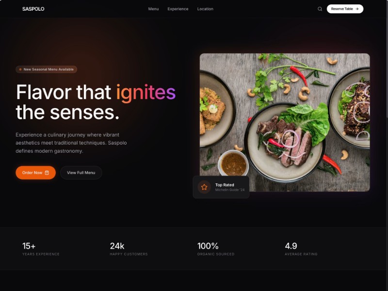 Preview for Restaurant Landing Page Template