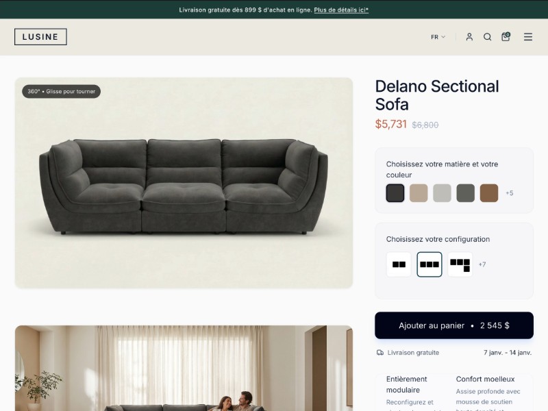 Preview for Modular Sofa Product Page Template