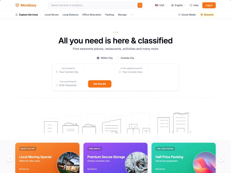 Preview for MoveEasy Moving Services Landing Page Template