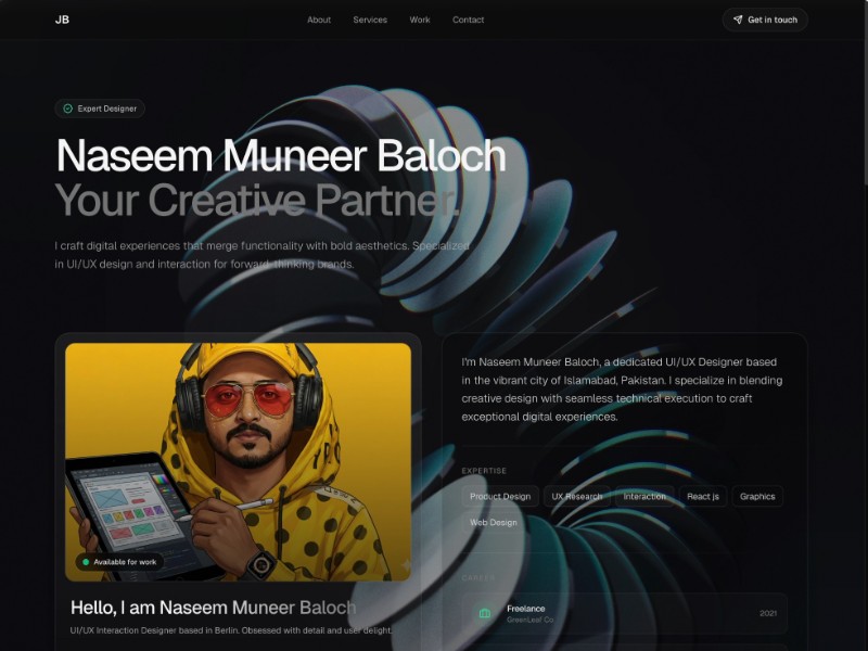 Preview for Designer Portfolio Landing Page Template