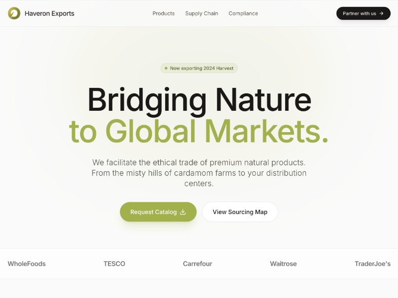 Preview for Natural Products Export Landing Page Template
