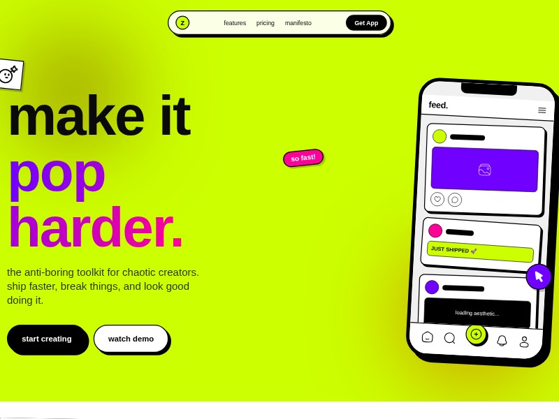 Preview for Neo-Brutalist Gen-V App Landing Page Template