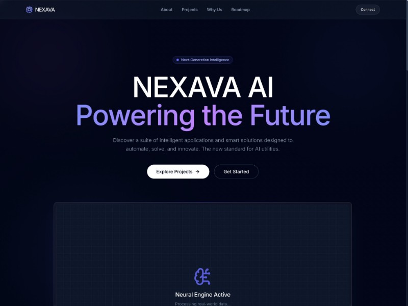 Preview for NEXAVA AI Startup Landing Page Template