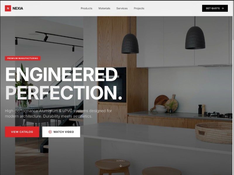 Preview for Aluminium & uPVC Manufacturing Landing Page Template