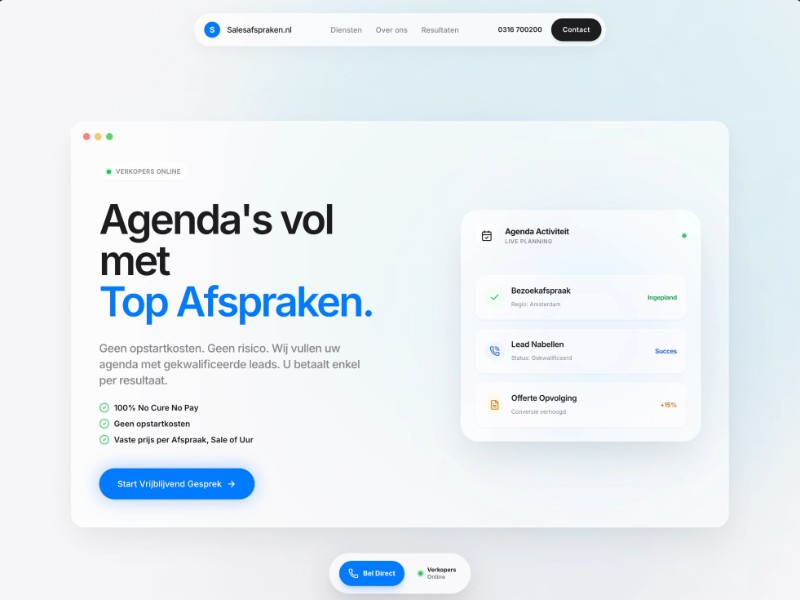 Preview for No Cure No Pay Telemarketing Landing Page Template