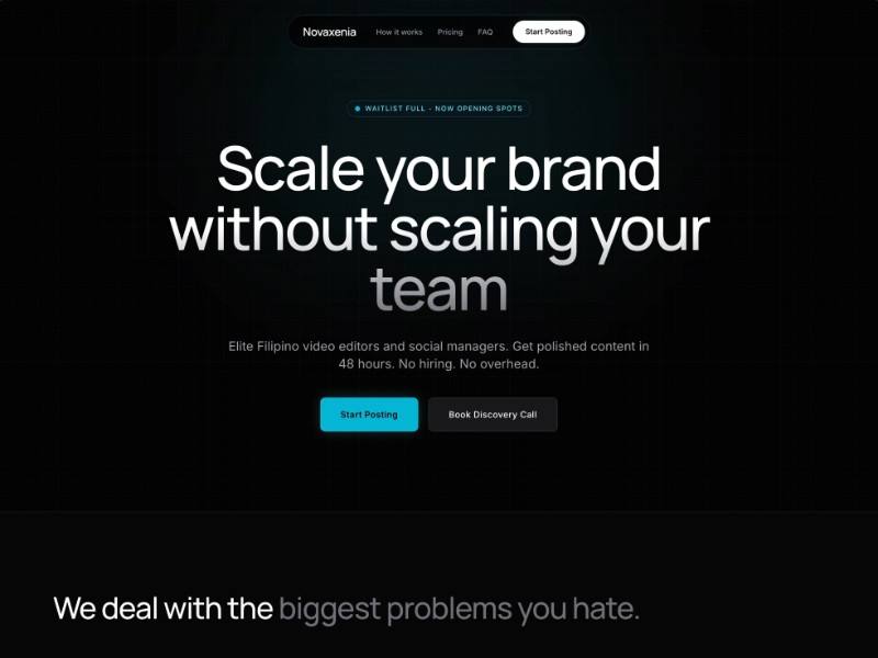 Preview for Novaxenia Creator Services Landing Page Template