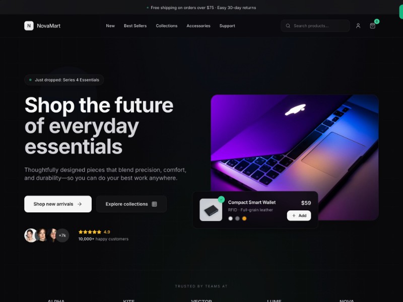 Preview for NovaMart E-commerce Landing Page Template
