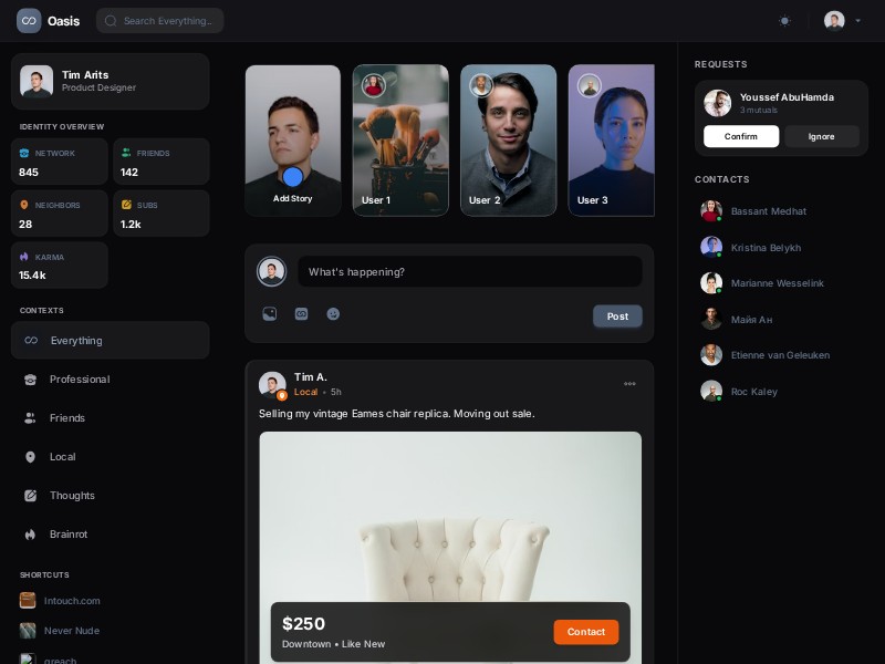 Preview for Oasis Social Feed Web App Template
