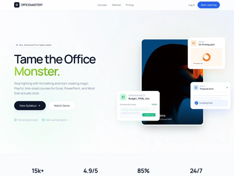 Preview for OfficeMastery Online Course Landing Page Template