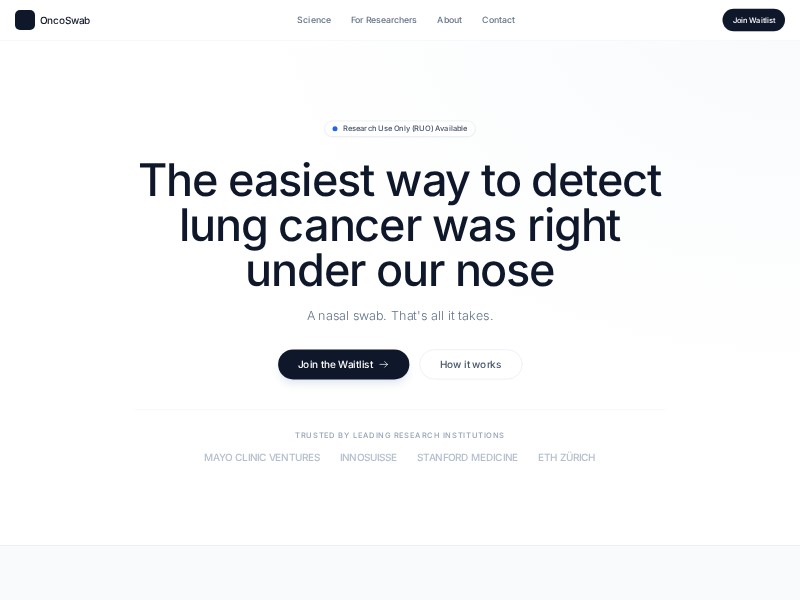 Preview for OncoSwab Medical Landing Page Template