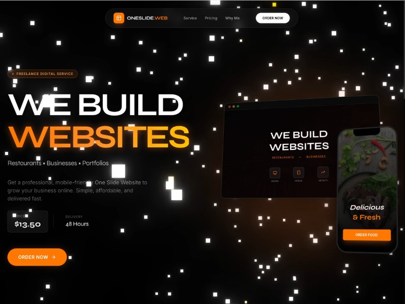 Preview for One Slide Website Landing Page Template