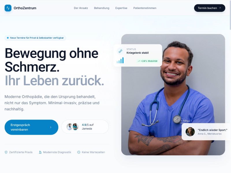 Preview for Orthopedic Clinic Landing Page Template