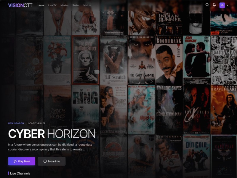 Preview for OTT Streaming UI Landing Page Template