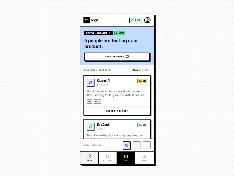 Preview for P2P Feedback OS App UI Template