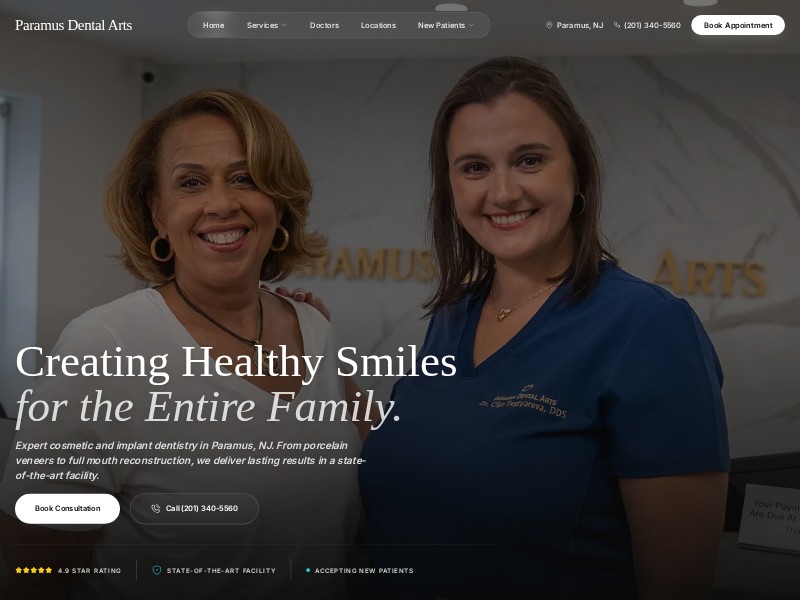 Preview for Paramus Dental Arts Modernized Website