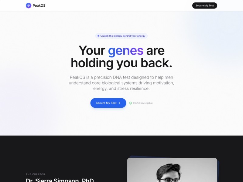 Preview for PeakOS DNA Test Landing Page Template
