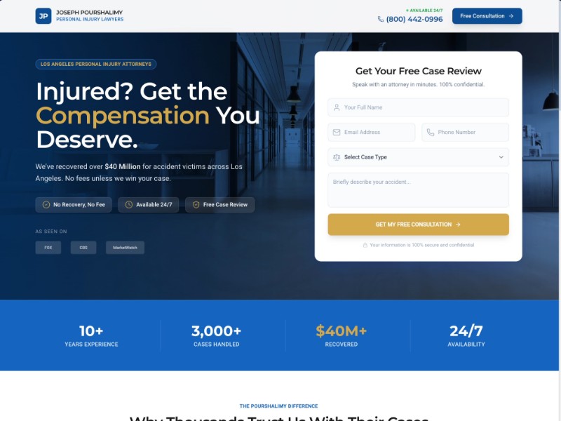 Preview for Personal Injury Lawyer Landing Page Template