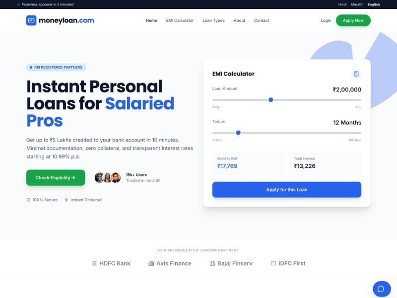 Preview for Personal Loan Landing Page Template