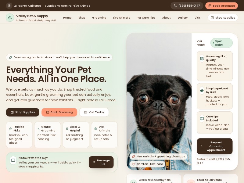 Preview for Local Pet Store Website Template