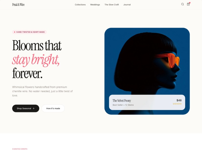 Preview for Petal & Wire E-commerce Landing Page Template