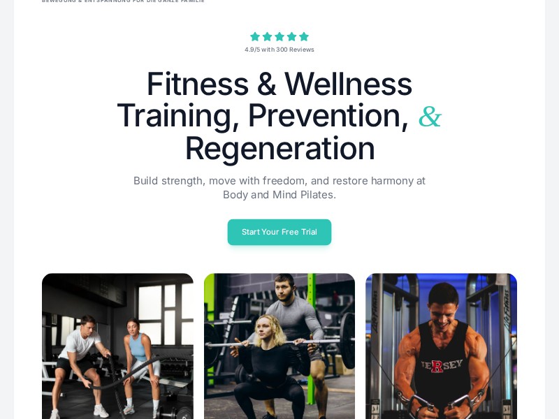 Preview for Pilates Studio Landing Page Template