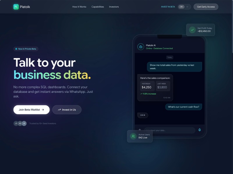 Preview for AI Business Data Chat Landing Page Template
