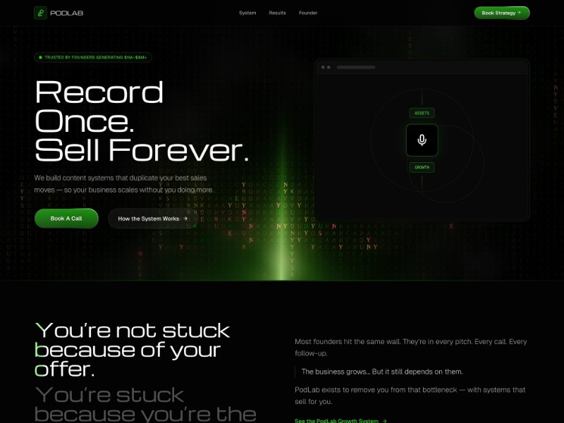 Preview for PodLab Founder Services Landing Page Template