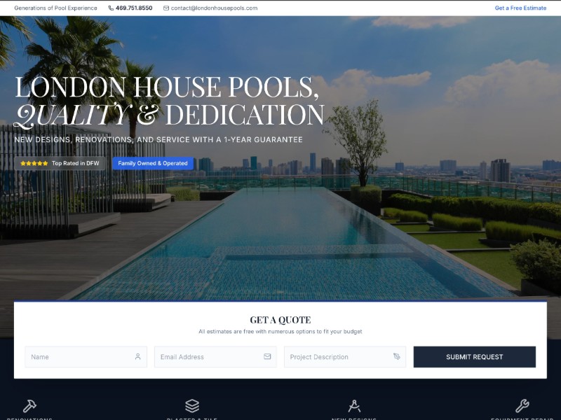 Preview for Pool Services Landing Page Template