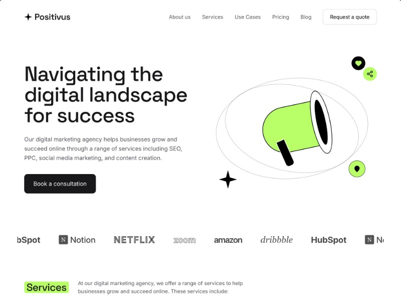 Preview for Positivus Digital Marketing Agency Landing Page Template