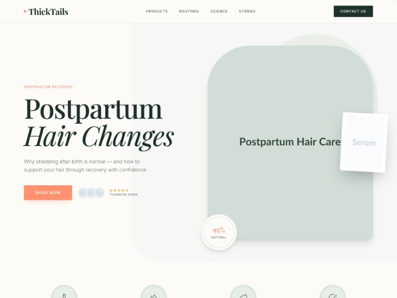 Preview for Postpartum Haircare E-commerce Landing Page Template
