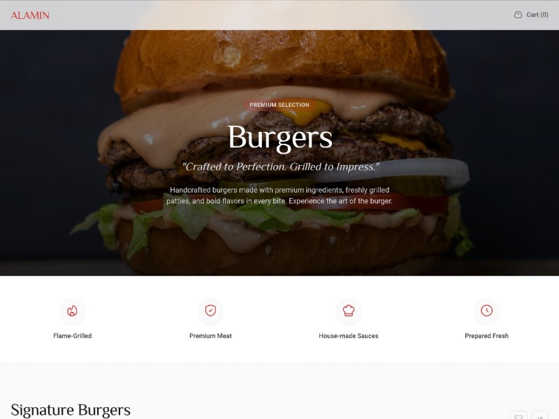 Preview for Premium Burger Restaurant Landing Page Template