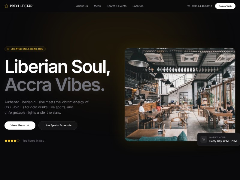 Preview for Restaurant & Bar Landing Page Template