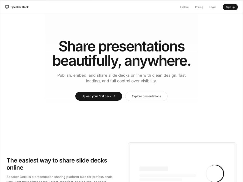 Preview for Speaker Deck Presentation Sharing Landing Page Template