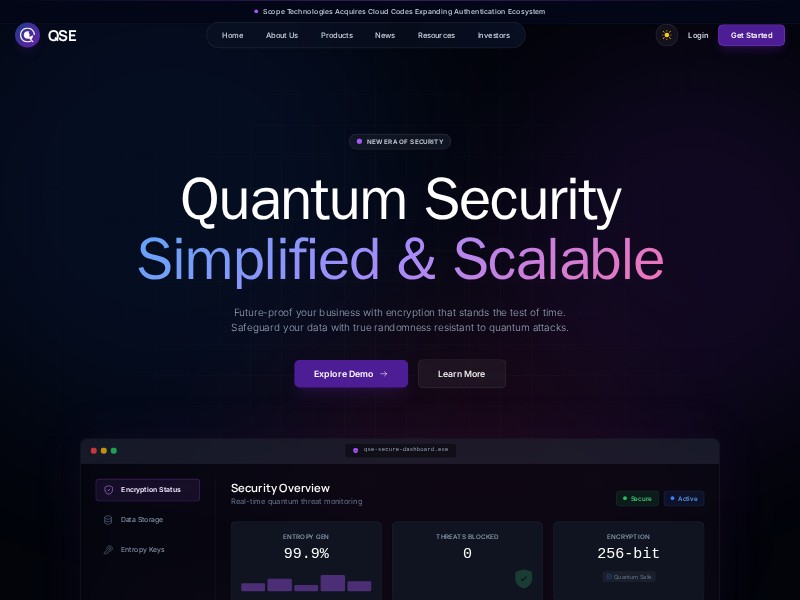 Preview for Quantum Security SaaS Landing Page Template