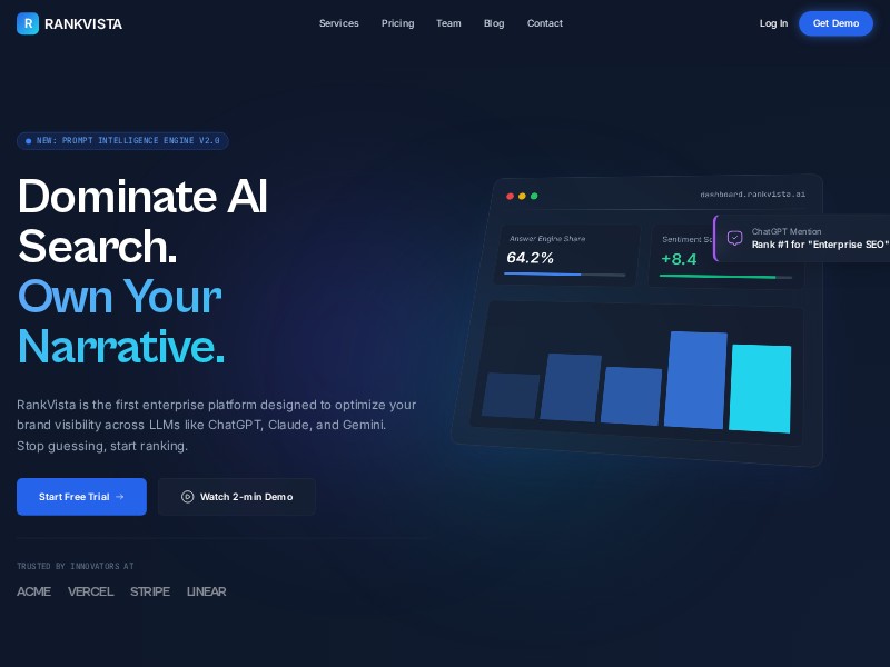 Preview for RankVista AI SEO SaaS Landing Page Template