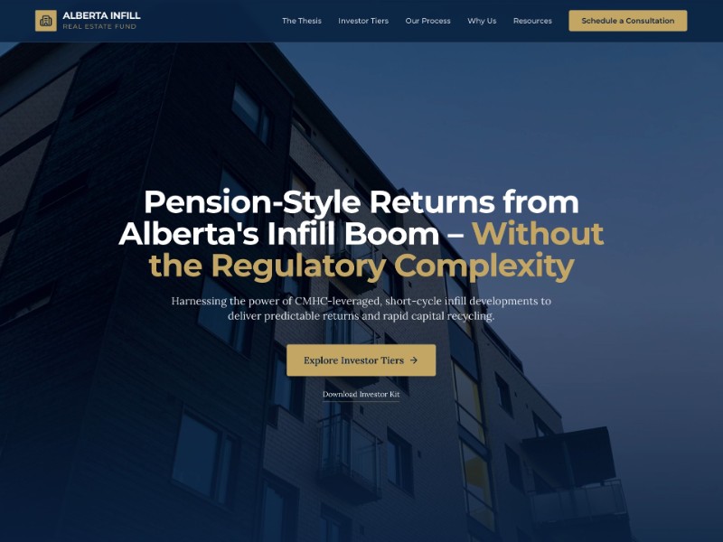 Preview for Alberta Infill Real Estate Fund Landing Page Template