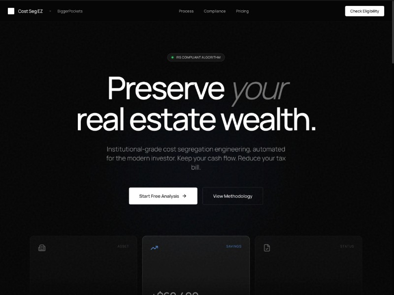 Preview for Cost Segregation STR Landing Page Template