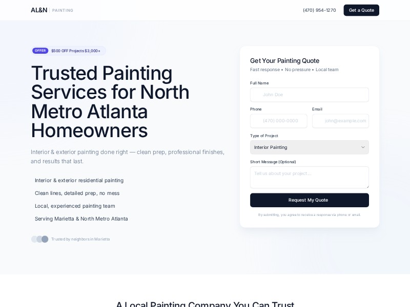 Preview for Residential Painting Services Landing Page Template