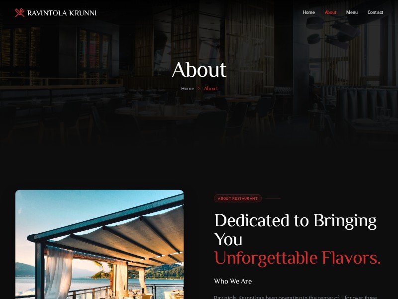 Preview for Restaurant About Us Landing Page Template