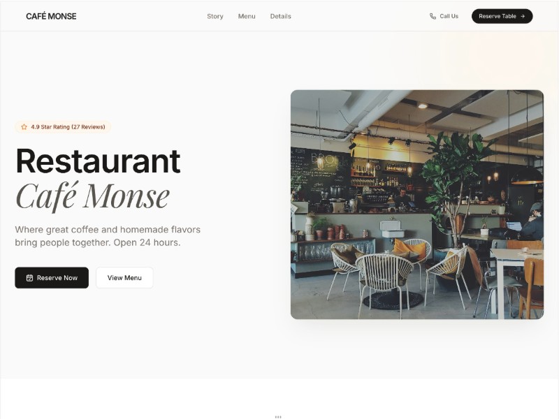 Preview for Restaurant Café Landing Page Template