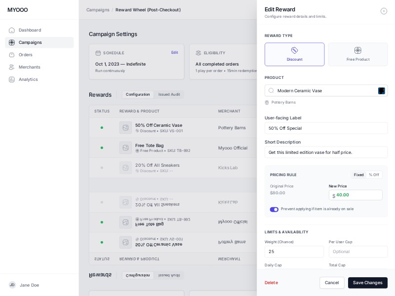 Preview for Reward Wheel Admin Dashboard Template